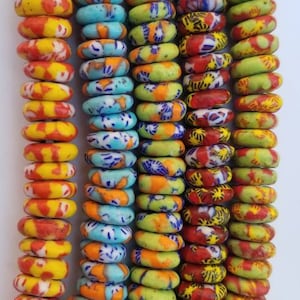 100+ African Recycled Glass Disk, Spacer Beads