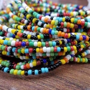 Multicolored Tie on  African Waist Beads, Belly Chain