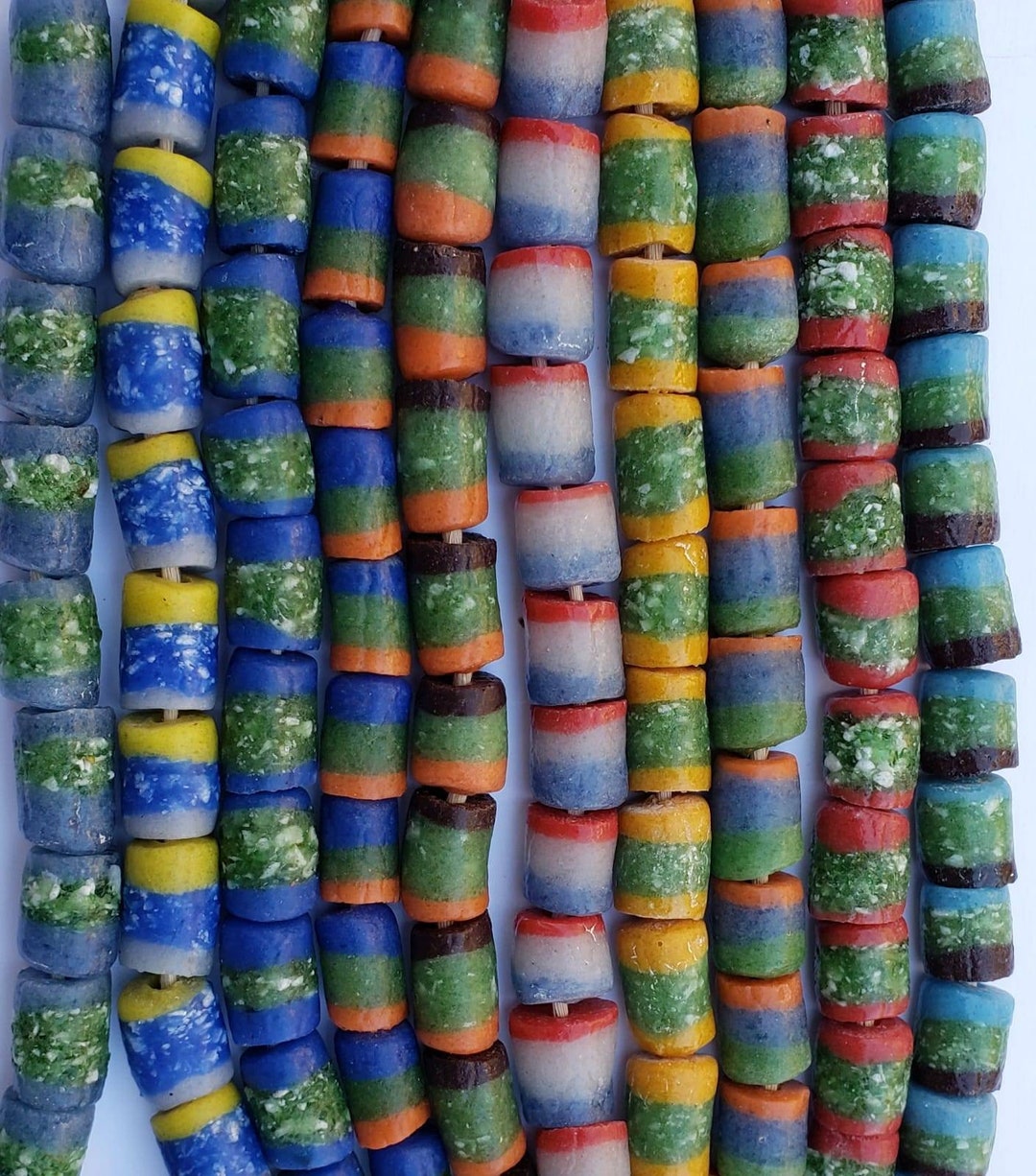 Cylinder African Bead, Powdered Glass Beads, Jewelry Making Beads Etsy
