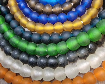 10 Recycled Glass Beads, African Beads