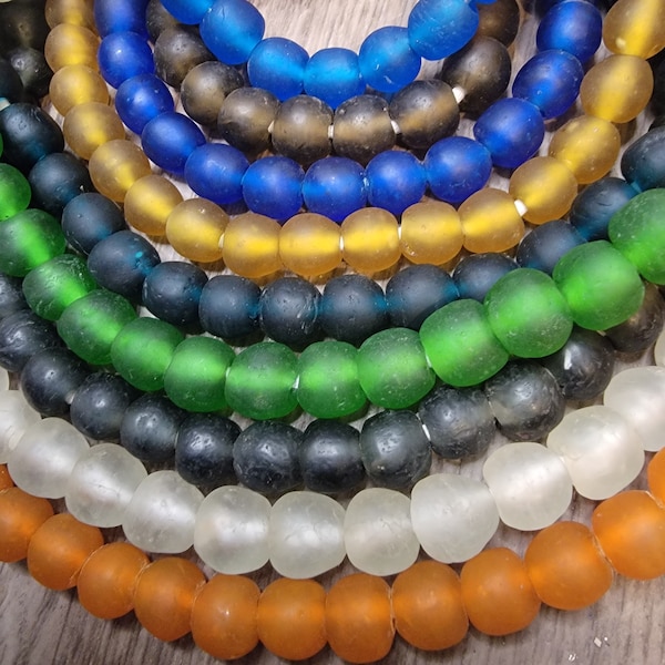 10 Recycled Glass Beads, African Beads