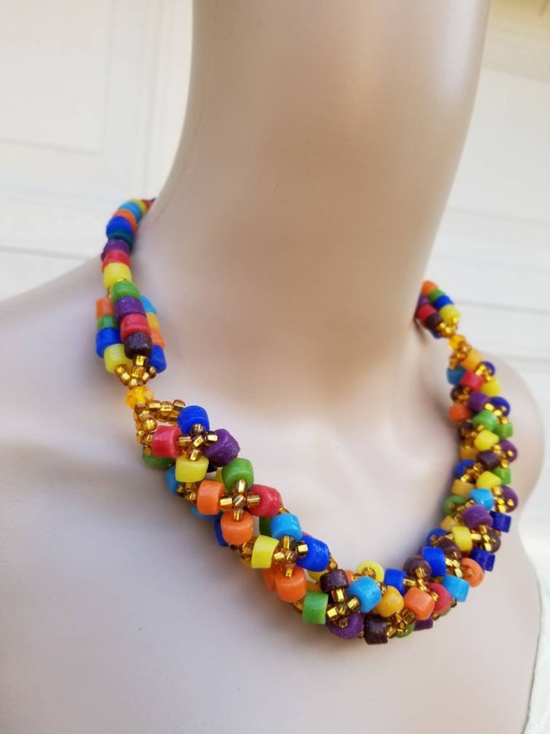 Multicolored African Powered glass Necklace