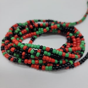 Pan African Waist Beads, African Belly Chain, Tie on Waist Beads, Stretch Waist Bead