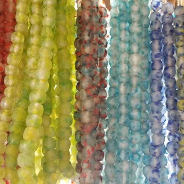 14mm Recycled African Beads, Transluent Glass Beads