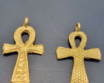 Ankh Pendant, Brass Beads