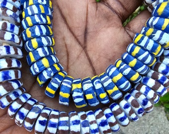 Chevron Style Krobo Powder Glass Beads, Jewelry Making Beads