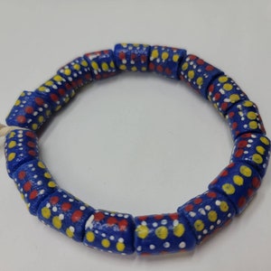 18 Blue Dotted African Beads, Krobo Beads, Handmade Beads