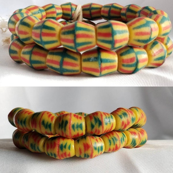 Kente Krobo Glass African Beads, HandPainted Beads