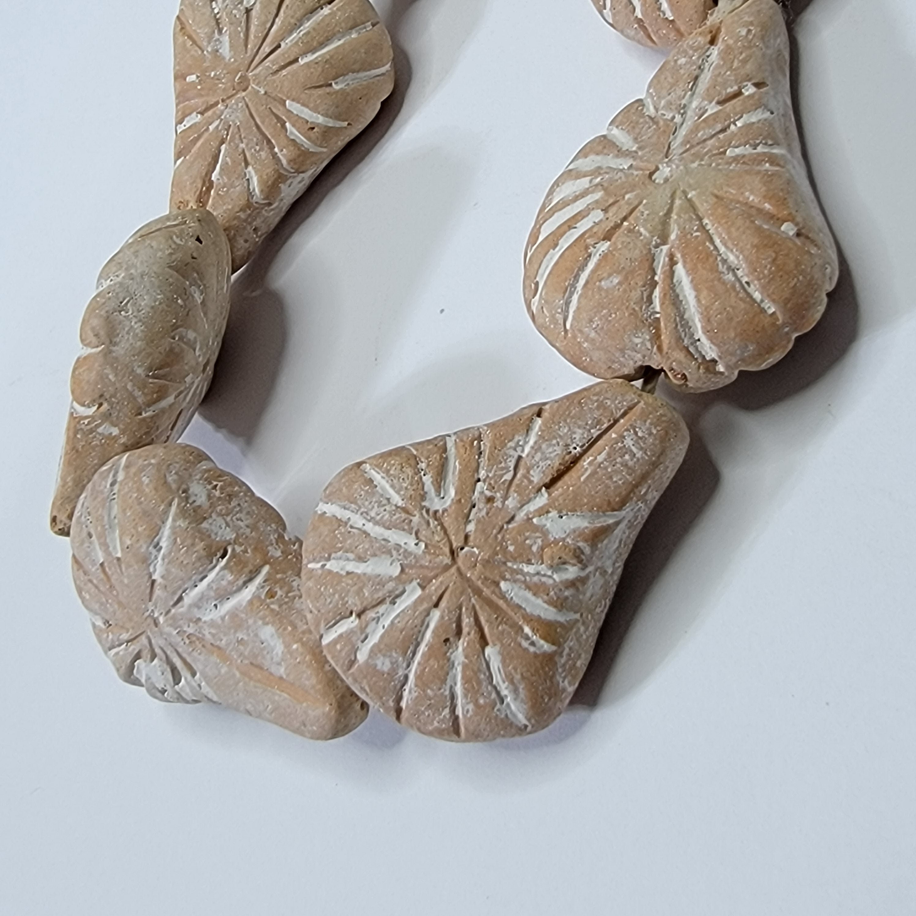 5 Leave Terracotta Beads African Clay Beads Etsy