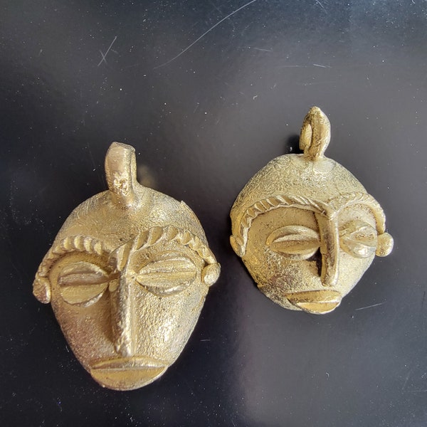 Face Mask Brass Pendant, African Brass Beads