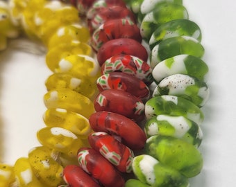Recycled Glass Spacer Beads, African Beads
