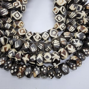 Black and White Bone Beads, African Beads, Batik Bone