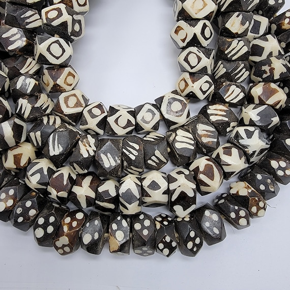 Black And White Bone Beads African Beads Batik Bone Etsy Black And White Bone Beads African Beads Batik Bone Etsy