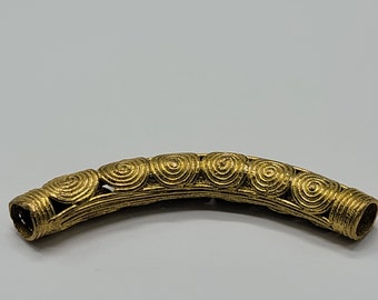 Curved African Brass Beads, African Pendant