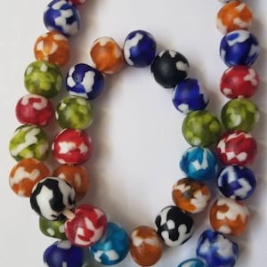 Varicolored Recycled African Beads, Glass Beads, Krobo Beads