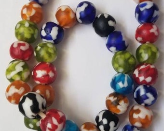 Varicolored Recycled African Beads, Glass Beads, Krobo Beads