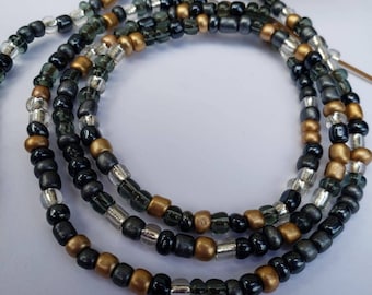 Cadena para el vientre gris mixta, cuentas para atar en la cintura, joyería para mujer