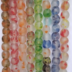 Recycled African Beads, Translucent Glass Beads, Fused Glass Beads