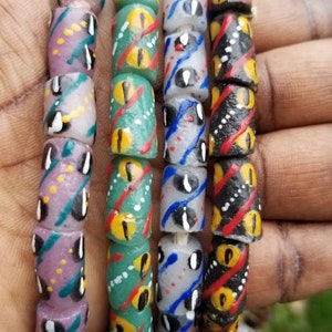 14 African Handpainted Powdered Glass Beads