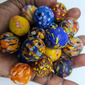 Large African Fused Glass Beads, Bead Pendant