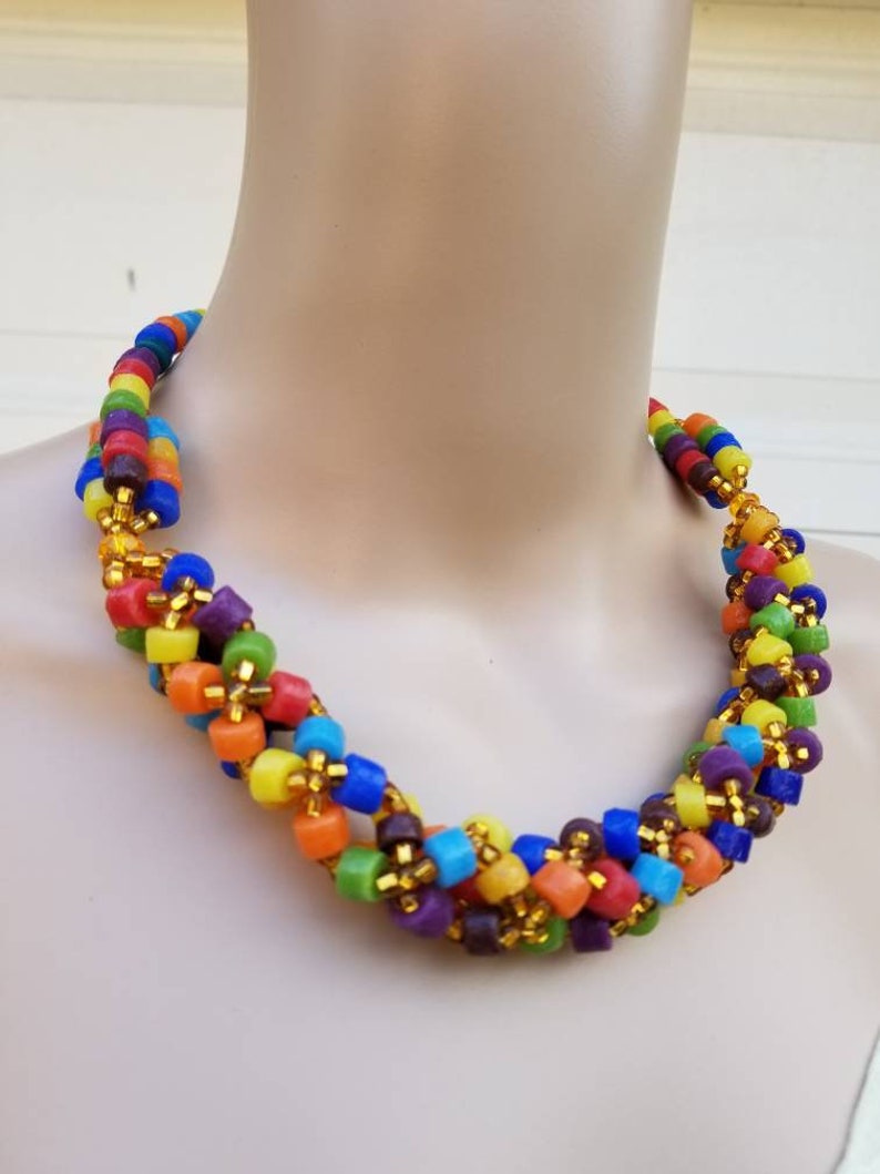 Multicolored African Powered glass Necklace