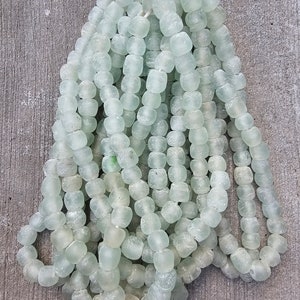 Frosted White Recycled Glass Beads, African Beads