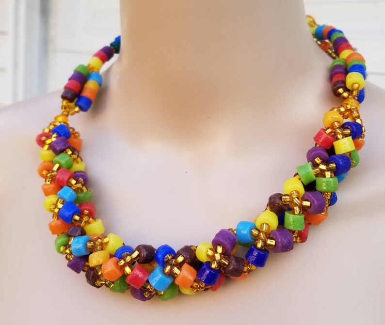 Multicolored African Powered glass Necklace