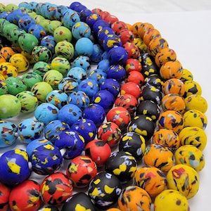 40 Colorful African Round Beads