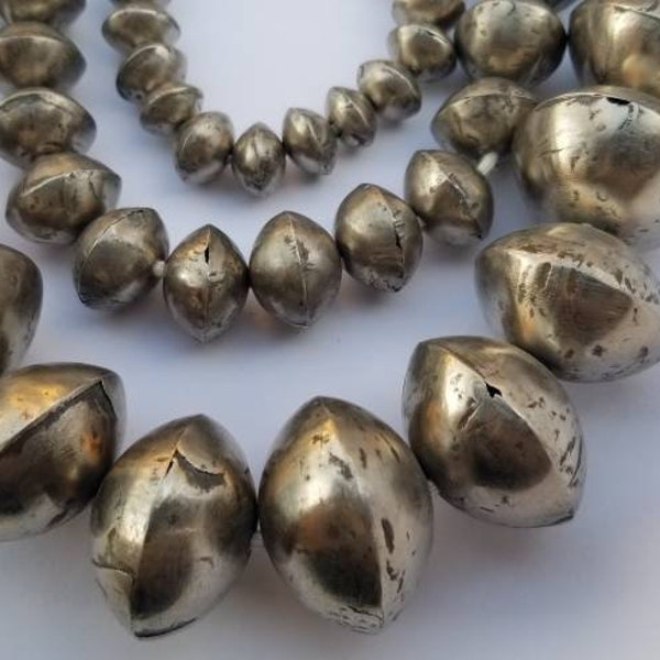 Sliver Tuareg Bi-cone Beads, African Brass Beads, Jewelry Making Supplies