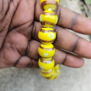 Yellow Lamp Work Beads, Glass Beads