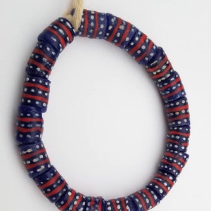 Blue Dotted African Beads, Krobo Beads, Handmade Beads