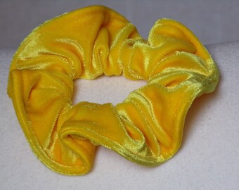 Medium Scrunchie, Made from Vibrant Yellow Velvet