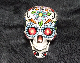Sugar Skull Hand-Painted Plastic Figurine Halloween Day of the Dead Dia De Los Muertos Decoration