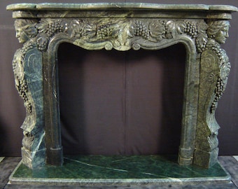 Fireplace Mantel Surround – GREEN Marble woman mantle figure - grapes- SHIPPING INCLUDED
