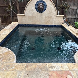 Lion Head Sculpture| Cast Stone Water Feature| Lion Fountain Face Pool Element Patina bronze look - Large Size 16H x 14w x 8P 画像 3