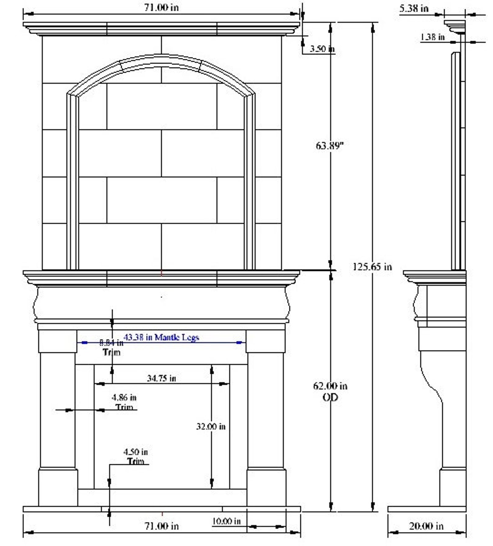 LARGE Fireplace Mantel Surround With Overmantle – Cast Stone Old World