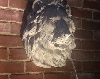 Lion Head Fountain| Cast Stone Water Feature| Lion Face Sculpture Pool Element