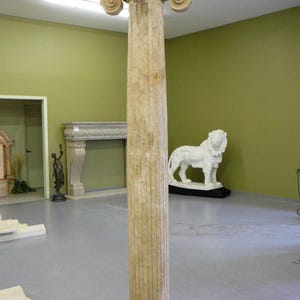 Ionic Travertne Columns set -  Ionic Pillars - Hand Carved  - Stone - Fluted Shafts - 102&quot; tall