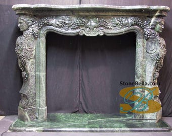 Fireplace Mantel Surround – GREEN Marble woman  - grapes - SHIPPING INCLUDED