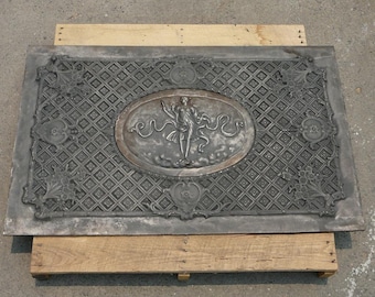 Rustic Cast Iron Fireback: Large Fireplace Iron Plate