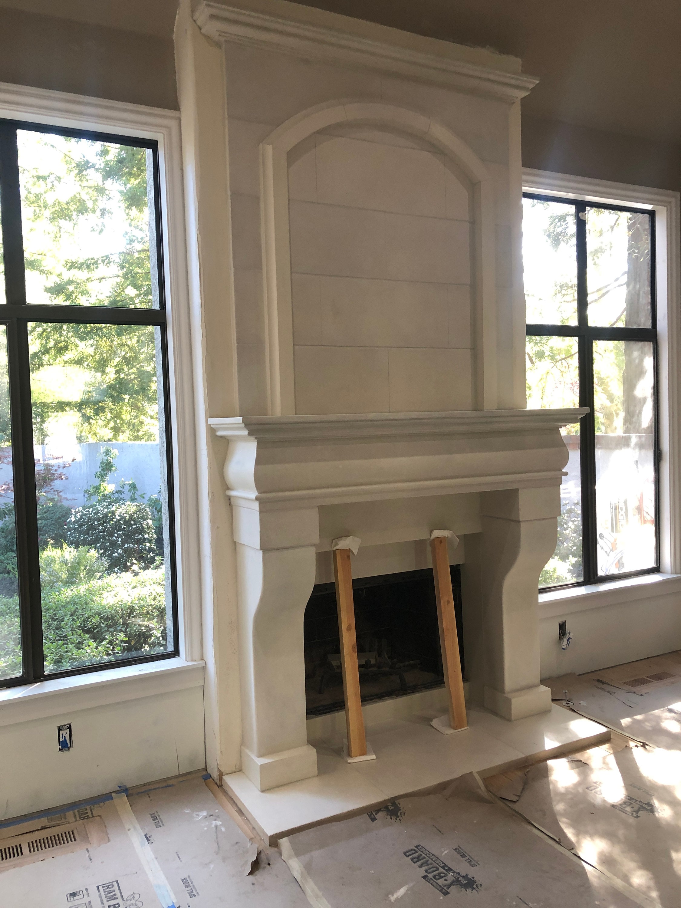 LARGE Fireplace Mantel Surround With Overmantle – Cast Stone Old World ...