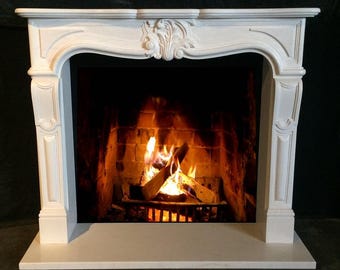 WHITE  Fireplace Mantel Surround - FORWARD LEGS  - 59" wide