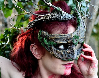 Greenman Mask, Woodland Mask, Folk Horror Mask, Fantasy Mask, Fairy, Forest, Bark Mask, Tree Mask, Natural Mask