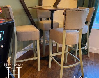 Handmade Wool Herringbone Bar Stools – Custom Colour Kitchen Seating