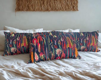 Set di cuscini floreali in velluto / Cuscini di lusso in velluto con motivi botanici / Cuscini decorativi per divano / Cuscini decorativi di design colorati / Realizzati a mano nel Regno Unito