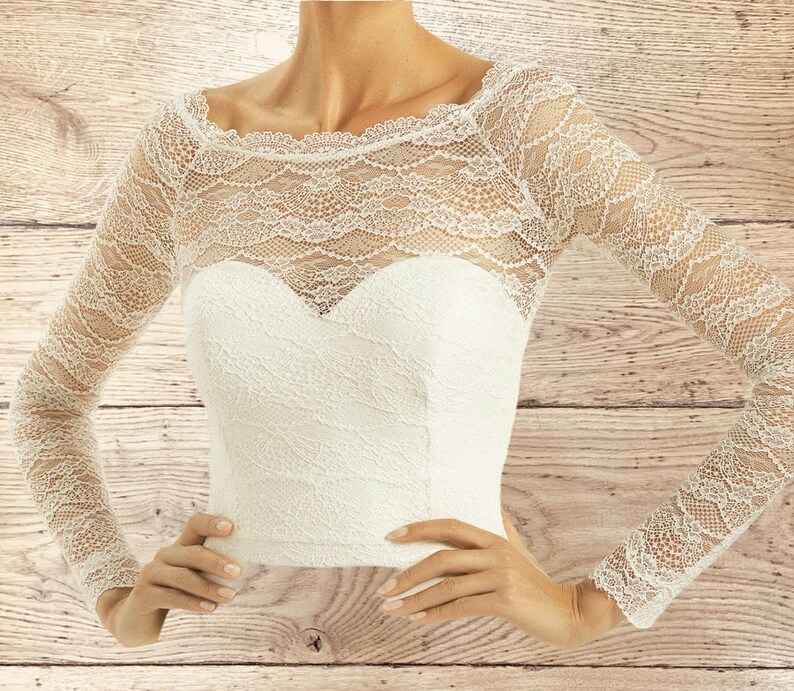 Beautiful Long Sleeve Lace Bolero Wedding Dress Cover Up Etsy