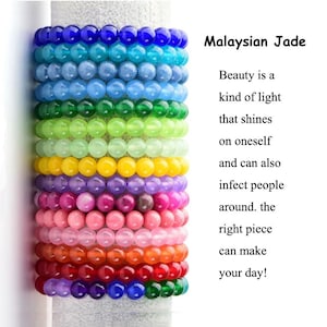 Dyed Malaysian Jade Beaded Bracelet - Handmade Men Women Bracelet - 8mm