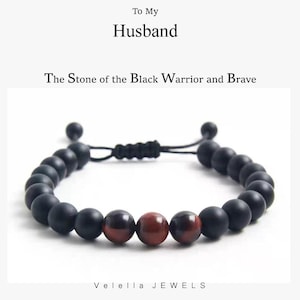 Mens Bracelet • Black Onyx Bracelet • Tiger Eye and Balck Lava Bracelet • Matte Black Onyx Bracelet • Gift for Him