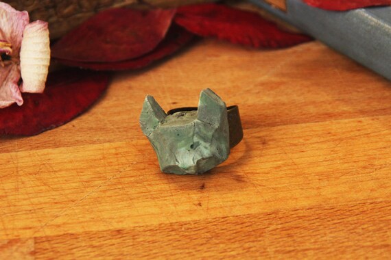 Ring Chat Paper Toy Origami Style Green Mineral Effect Etsy