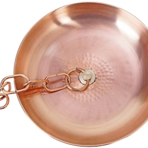 Pure Copper Rain Chain Basin Bowl Architectural Accent, 10.5-Inch